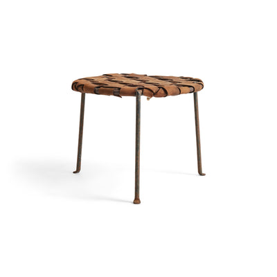 Woven Leather Stool by Swift and Monell