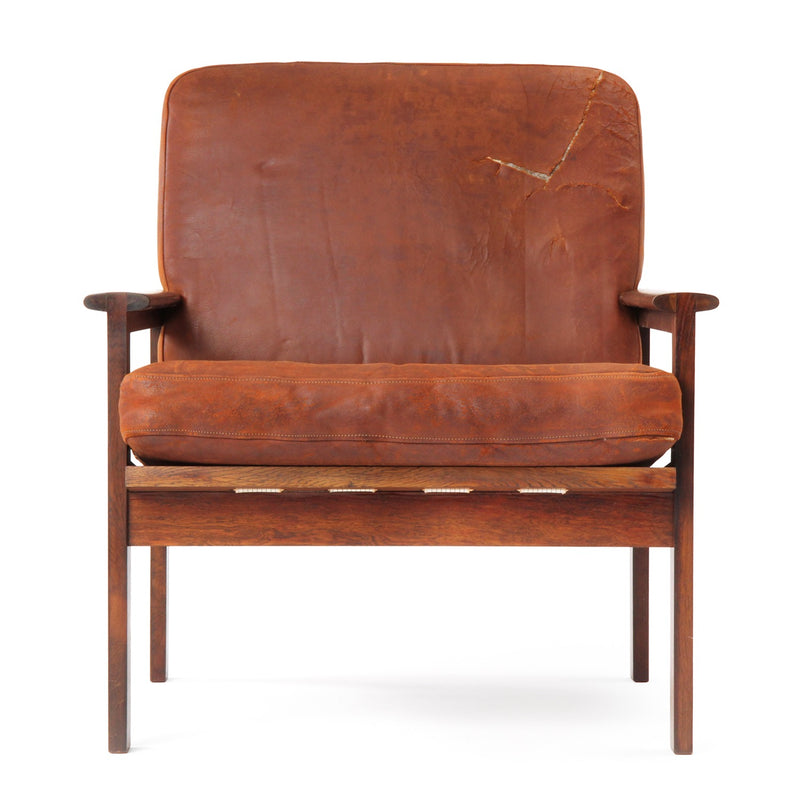 Rosewood and Leather Arm Chair by Illum Wikkelso for N. Eilersen
