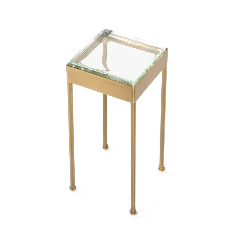 'Glass Block' Side Table in Patinated Bronze with Faceted Legs by WYETH, Made to Order