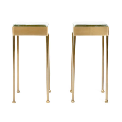 'Glass Block' Side Table in Patinated Bronze with Faceted Legs by WYETH, Made to Order