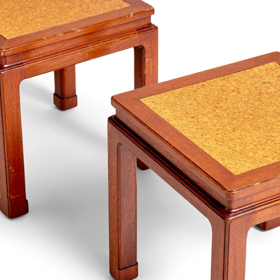 Mahogany and Cork End Table by Edward Wormley for Dunbar