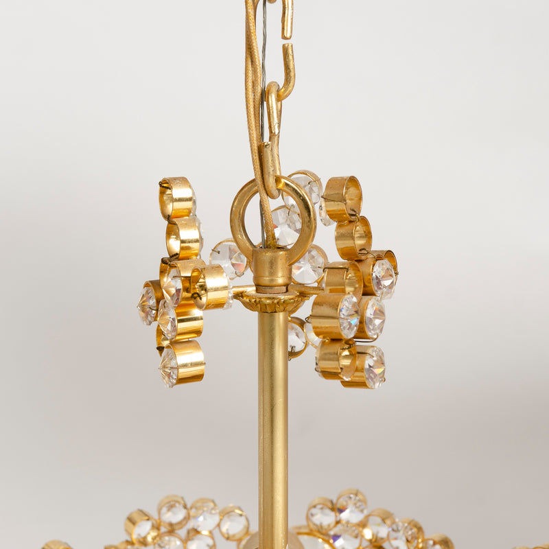 Crystal and Gilded Bronze Chandelier from Germany, 1960s