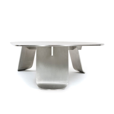 Chrysalis No 1. Low Table in Natural Grain Stainless Steel by WYETH, Made to Order