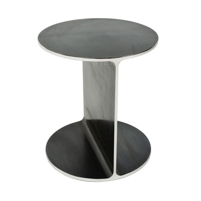 ‘Round I-Beam’ Side Table in Blackened Stainless Steel with Polished Edges by WYETH, Made to Order