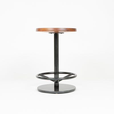 Swivel Counter Stool with Turned Seat in Walnut and Blackened Steel by WYETH, Made to Order