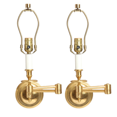 Pair of Brass Swing Arm Wall Lights from USA