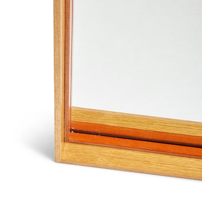 Original ‘Thin Line’ Solid Wood Mirror with Leather Trim by WYETH, Made to Order