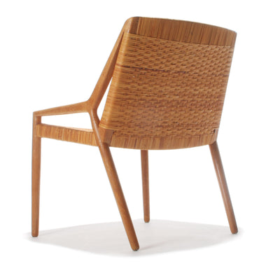 Oak and Cane Lounge Chair by Ejner Larsen & Aksel Bender Madsen for Willy Beck